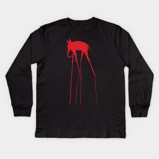 Salvador Dali Elephant Minimal Artwork Cutout Kids Long Sleeve T-Shirt